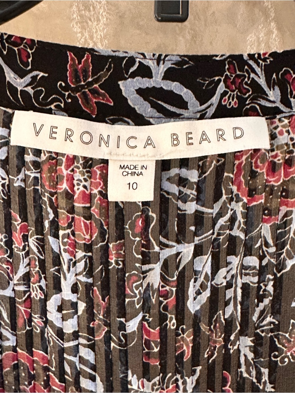 Veronica Beard Black Silk Sheer Floral Pintuck Peasant Blouse - Picture 2 of 12